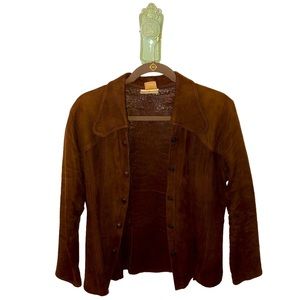 Vintage Lamb Leather Blazer Jacket Coat Suede New Zealand Lambskin Princess Seam